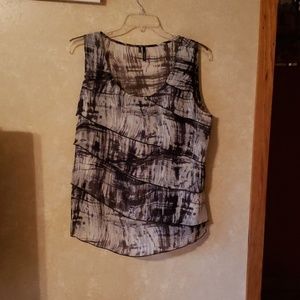 Black and white ruffle tank